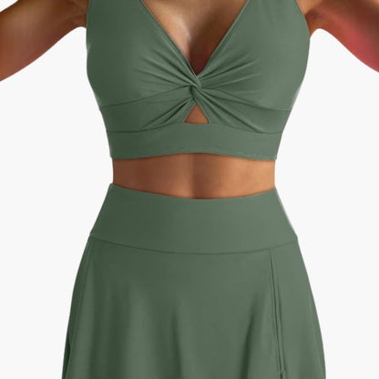 Women's V-Neck Bikini Set Skirted Bottom