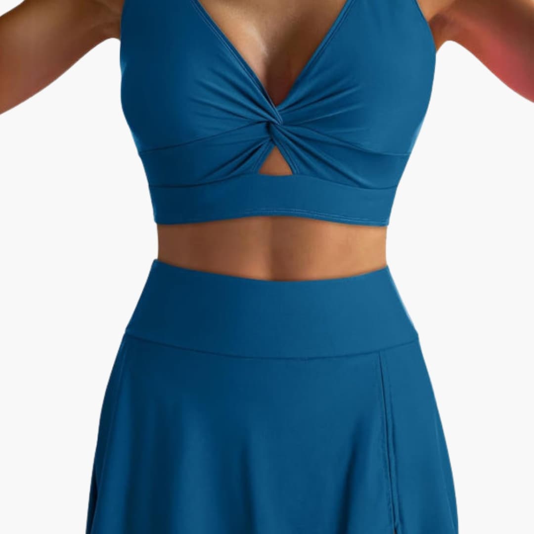 Women's V-Neck Bikini Set Skirted Bottom