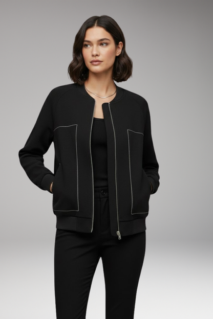 Women's Bomber Jacket Zip-Up Side Pockets