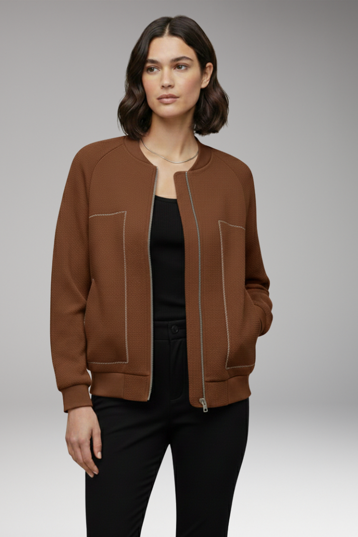 Women's Bomber Jacket Zip-Up Side Pockets