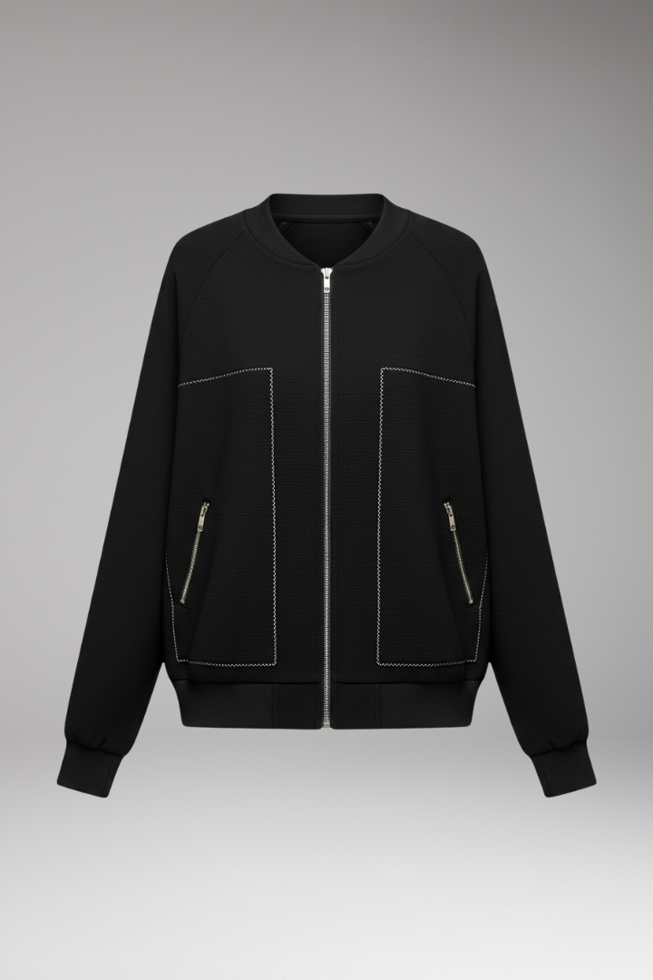 Women's Bomber Jacket Zip-Up Side Pockets - VibreMode