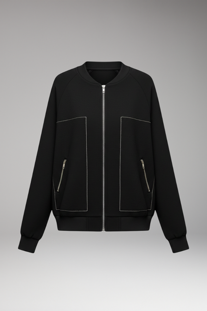 Women's Bomber Jacket Zip-Up Side Pockets - VibreMode