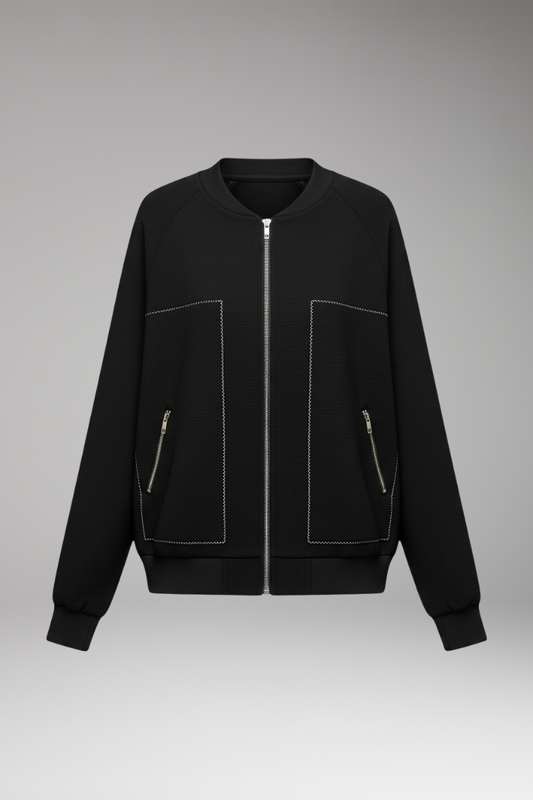 Women's Bomber Jacket Zip-Up Side Pockets - VibreMode