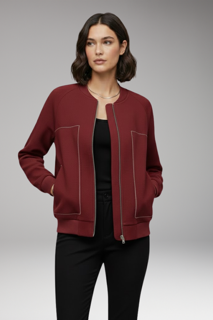 Women's Bomber Jacket Zip-Up Side Pockets
