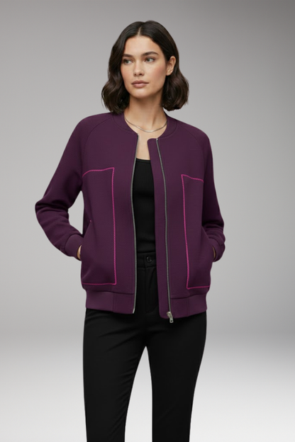 Women's Bomber Jacket Zip-Up Side Pockets