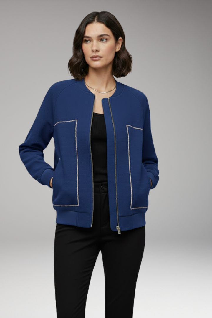 Women's Bomber Jacket Zip-Up Side Pockets