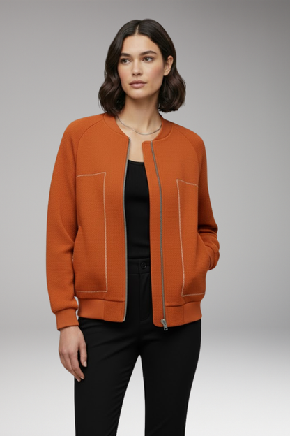 Women's Bomber Jacket Zip-Up Side Pockets