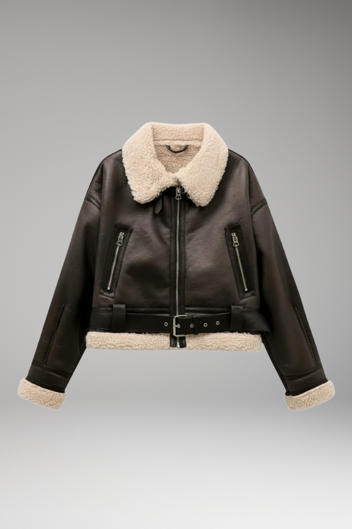 Women's Belted Zip Up Jacket - VibreMode