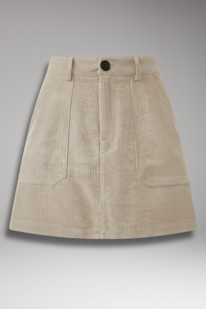 Women's A-Line Skirt Cotton Plain Beige - VibreMode