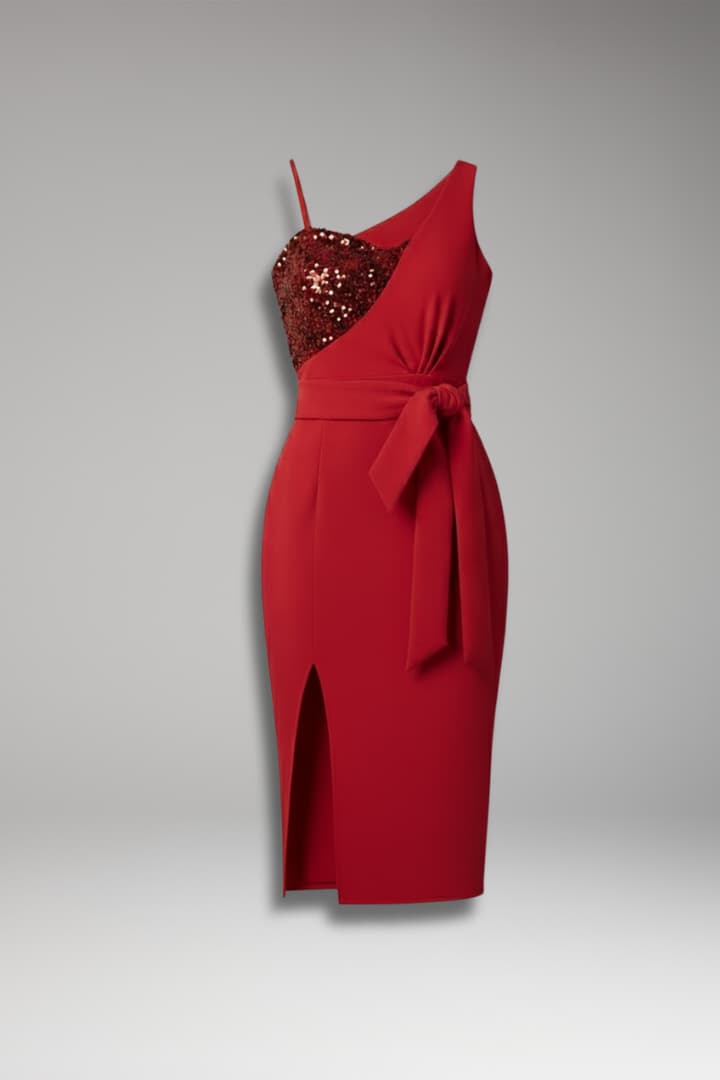 Women's Asymmetrical Sequin Bodycon Dress - VibreMode