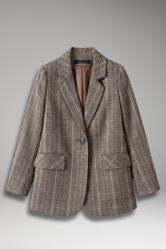 Women's Plaid Blazer Notched Collar - VibreMode