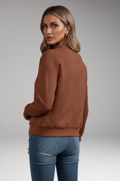 Women's Zip Cardigan Ribbed Hem