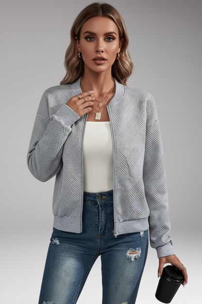 Women's Zip Cardigan Ribbed Hem