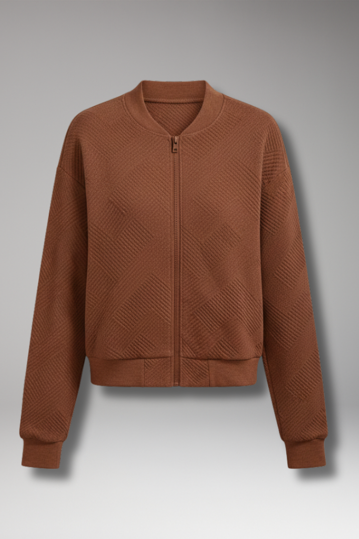 Women's Zip Cardigan Ribbed Hem - VibreMode