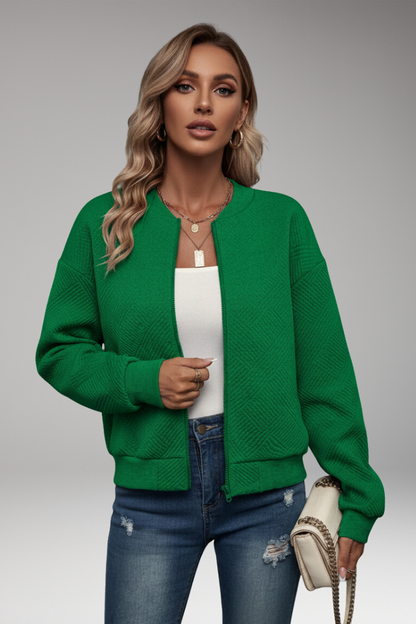 Women's Zip Cardigan Ribbed Hem