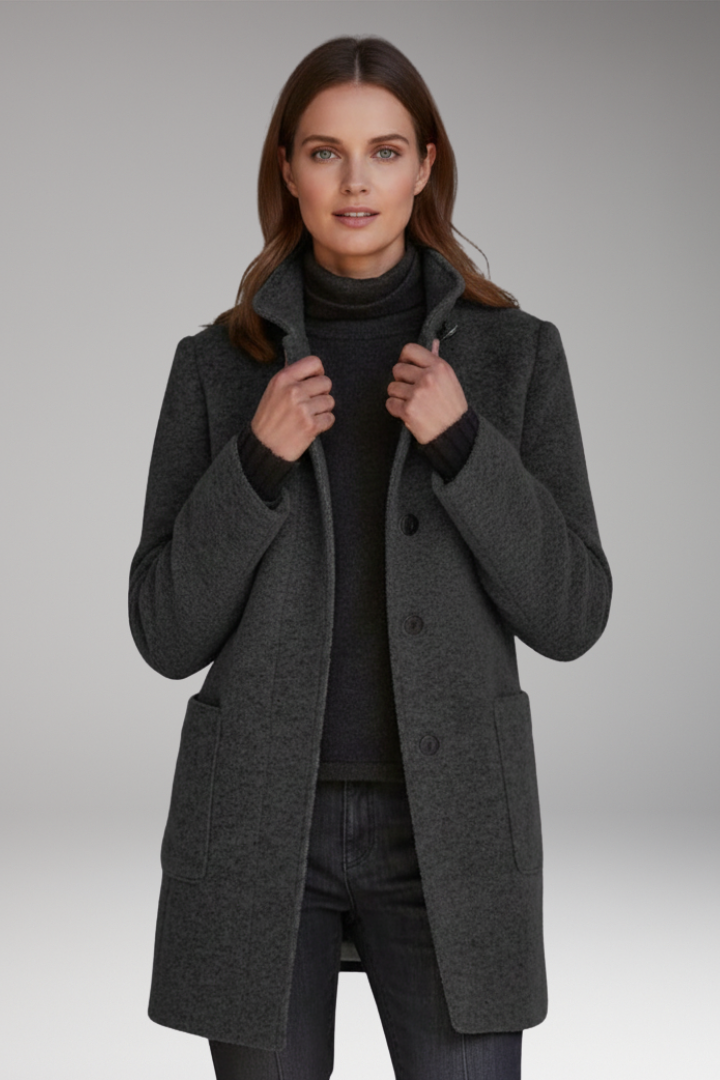 Women's High Collar Button Coat