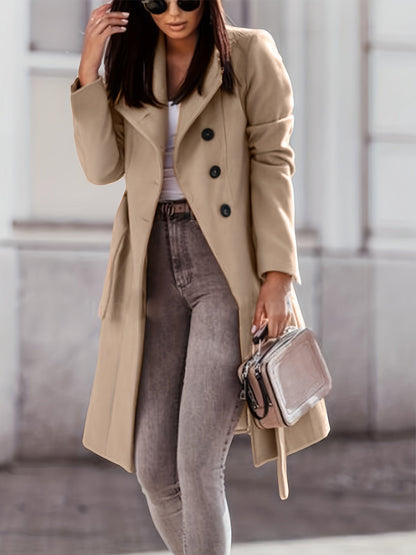 Women's Wool Trench Coat Double-Breasted Warm