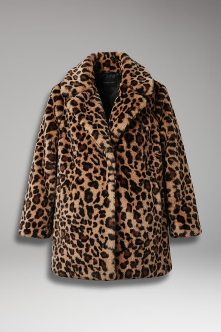 Women's Faux Fur Leopard Print Coat - VibreMode