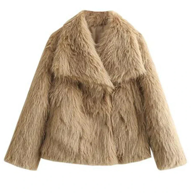 Chic Ladies Short Faux Fur Coat