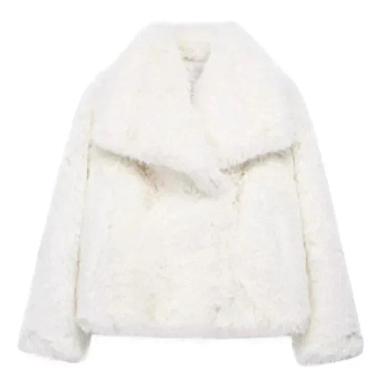 Chic Ladies Short Faux Fur Coat