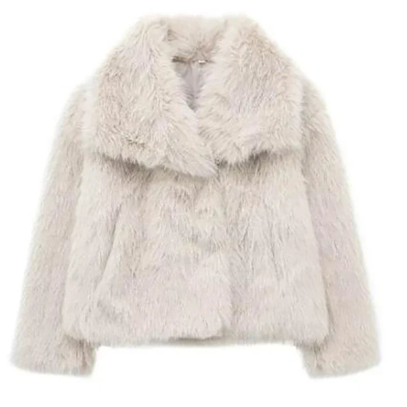 Chic Ladies Short Faux Fur Coat