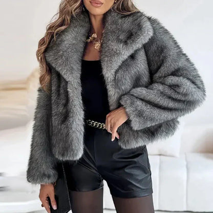 Chic Ladies Short Faux Fur Coat