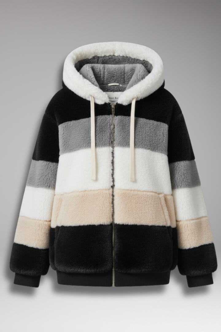 Women's Hooded Zip Coat Textured - VibreMode