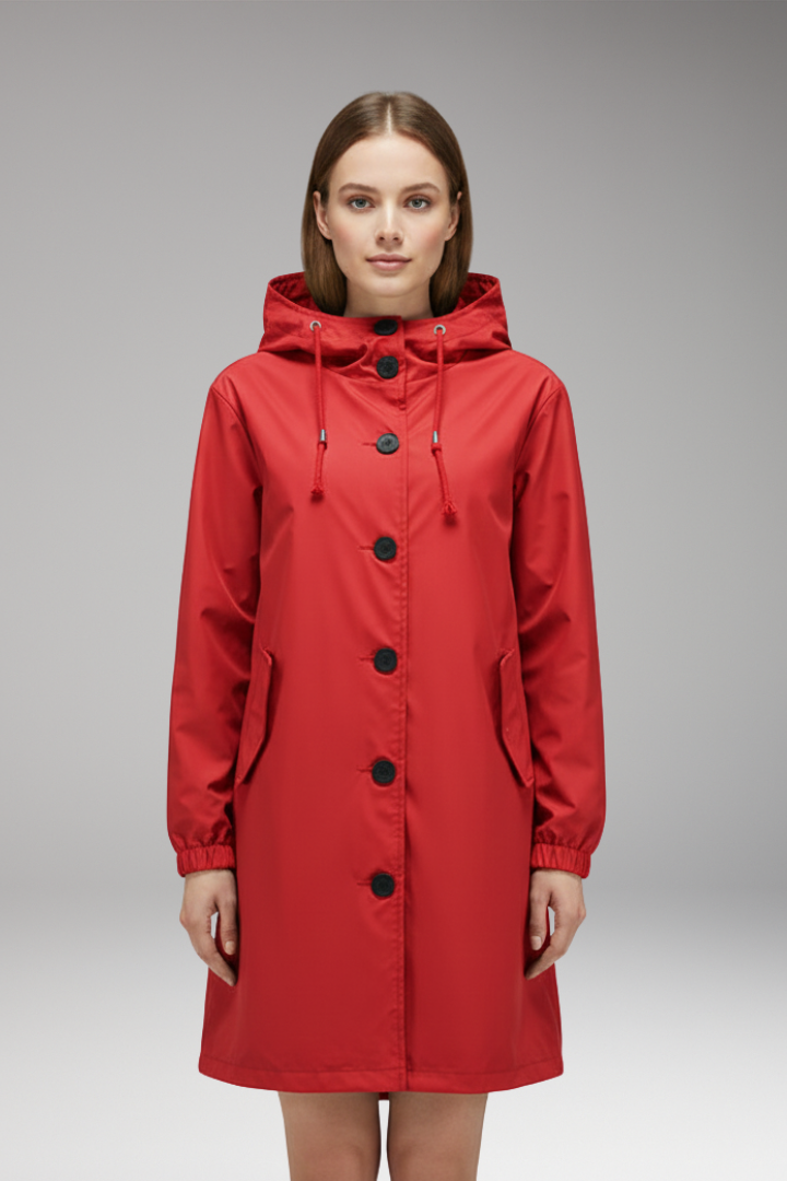 Women's Hooded Jacket Button Closure