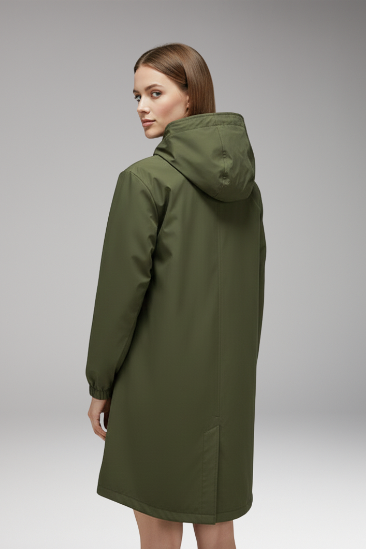 Women's Hooded Jacket Button Closure