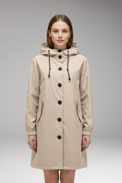 Women's Hooded Jacket Button Closure