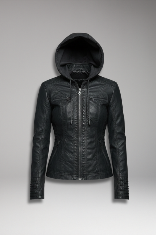 Women's Hooded Jacket Front Zip Closure - VibreMode