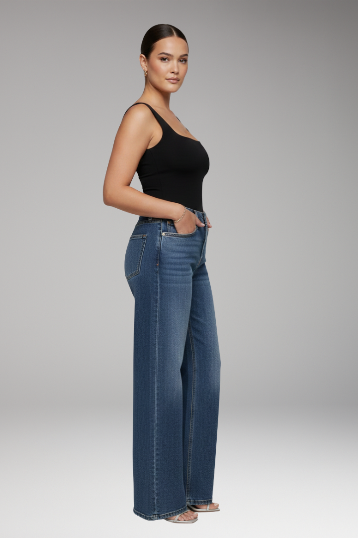 Women's Mid Rise Wide Leg Jeans