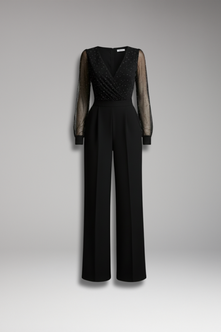 Women's Round Neck Straight Leg Jumpsuit - VibreMode