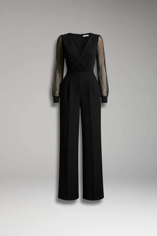Women's Round Neck Straight Leg Jumpsuit - VibreMode