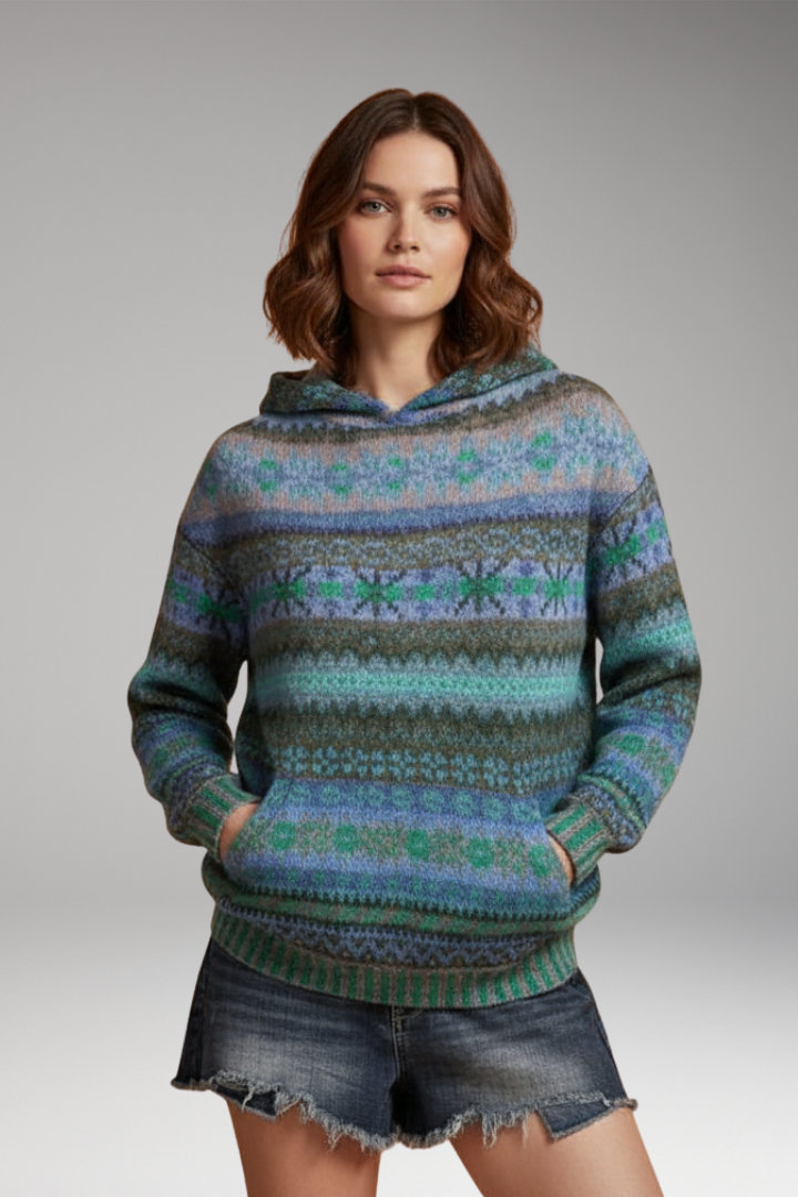 Women's Knit Hoodie Pullover Ribbed Cuffs