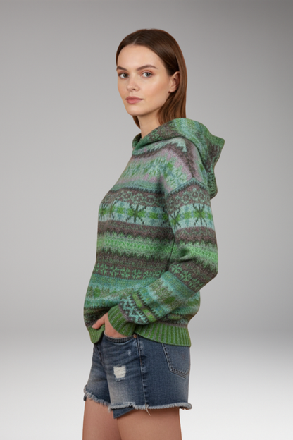 Women's Knit Hoodie Pullover Ribbed Cuffs