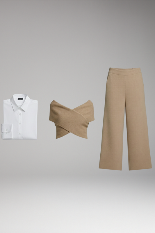 Women's Knit Cropped Sweater Wide Leg Pants Set - VibreMode