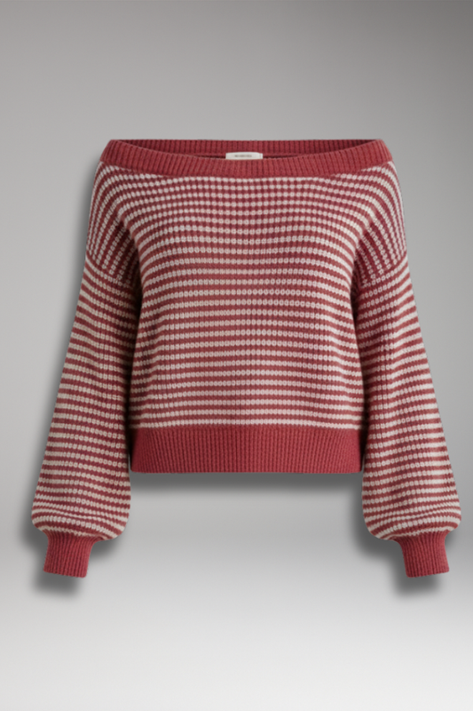 Women's Drop Shoulder Sweater Lantern Sleeves Knit - VibreMode