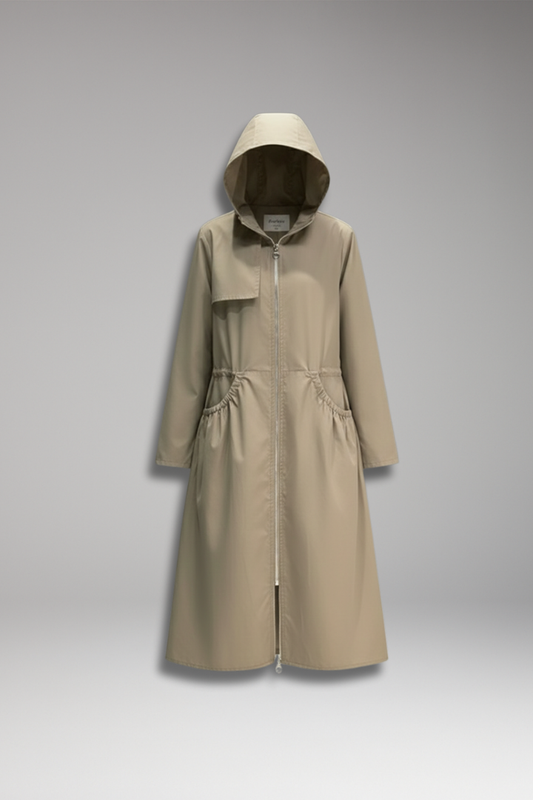 Women's Hooded Long Coat Front Zipper - VibreMode