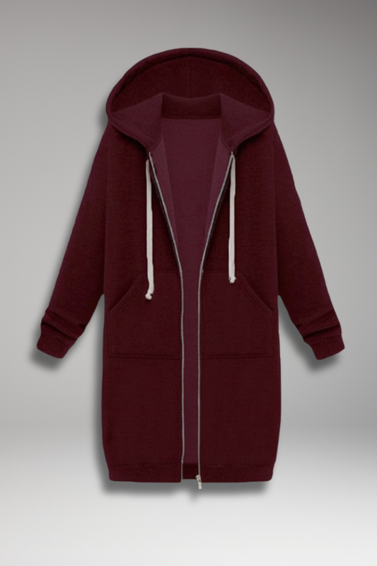 Women's Longline Zip Up Hoodie With Pockets - VibreMode