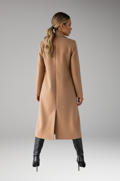Women's Notched Lapel Overcoat Two Row Button Front