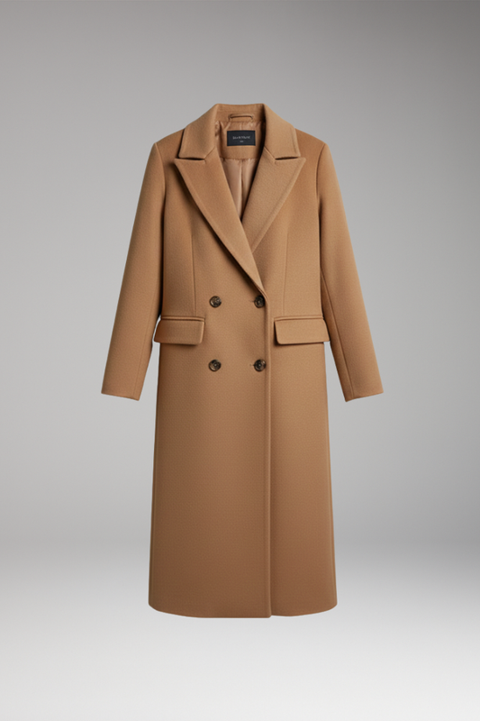 Women's Notched Lapel Overcoat Two Row Button Front - VibreMode