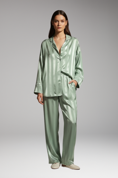 Women's Pajama Set Button Elastic Waistband