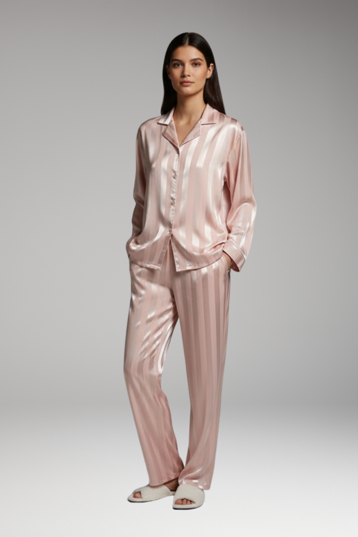 Women's Pajama Set Button Elastic Waistband