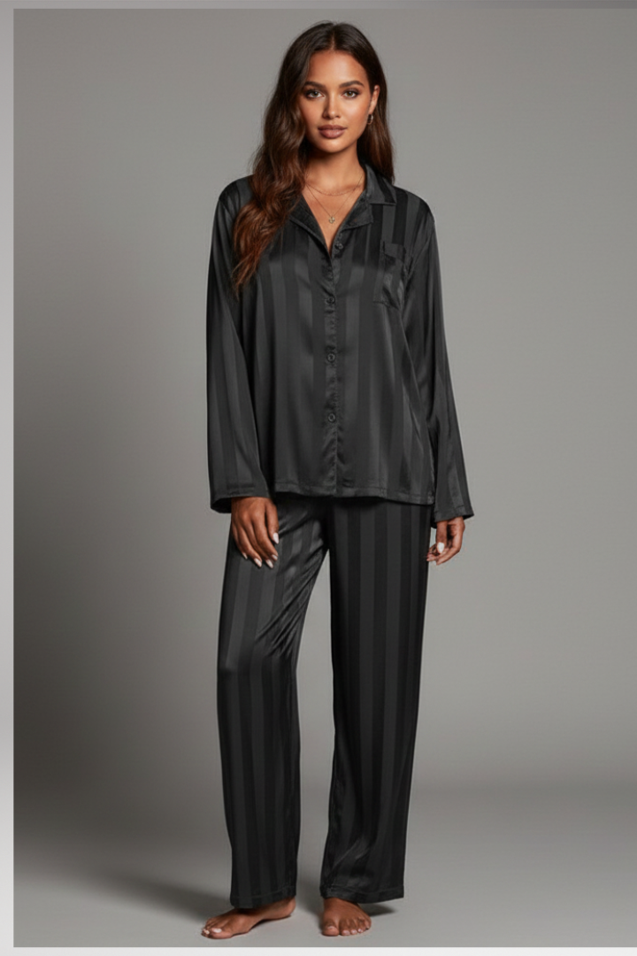 Women's Pajama Set Button Elastic Waistband