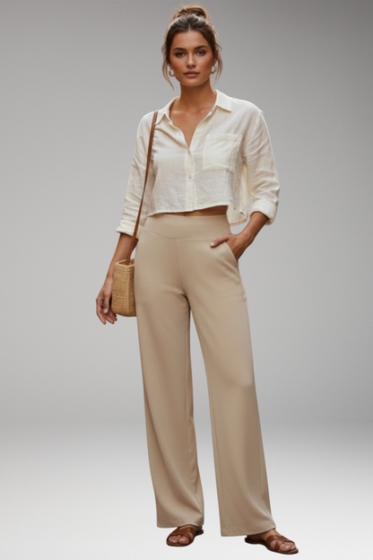 Women's High Waist Pants with Side Pockets