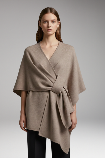 Women's Double-Sided Poncho Shawl Wide Drape