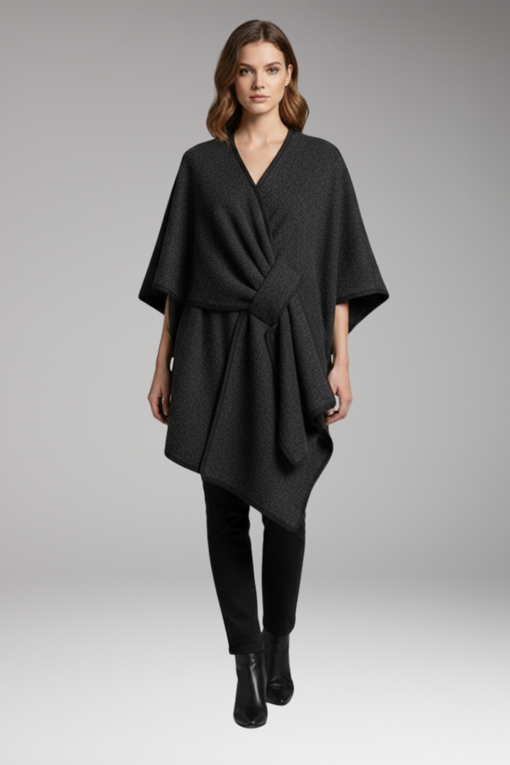 Women's Double-Sided Poncho Shawl Wide Drape