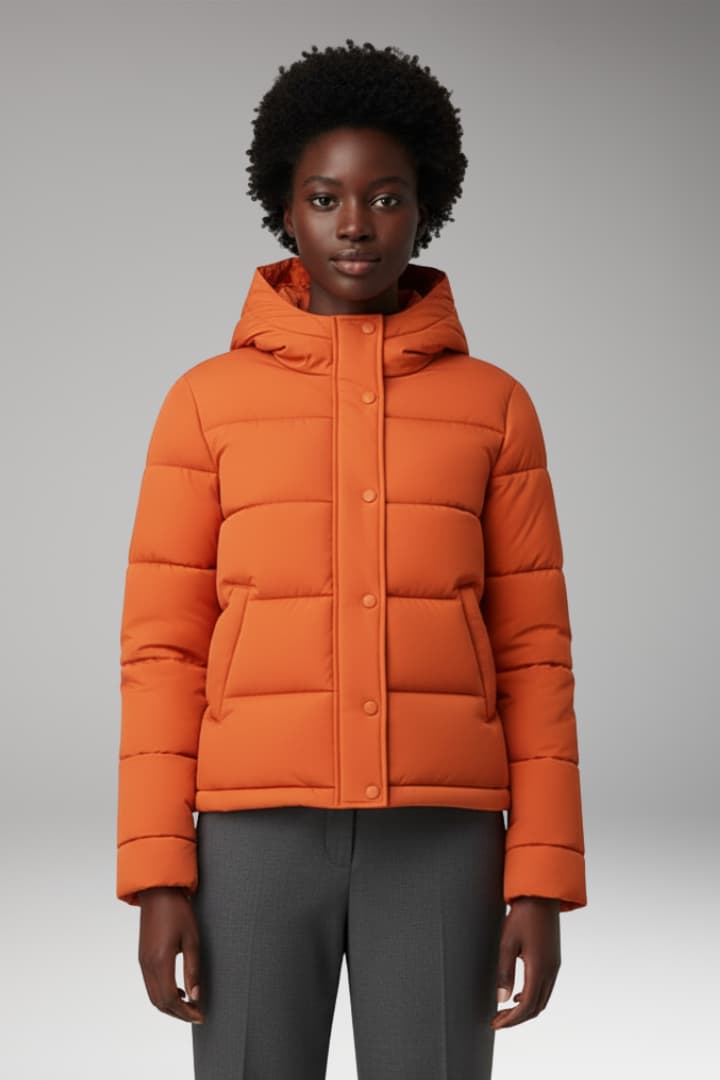 Women's Padded Puffer Jacket Front Zipper