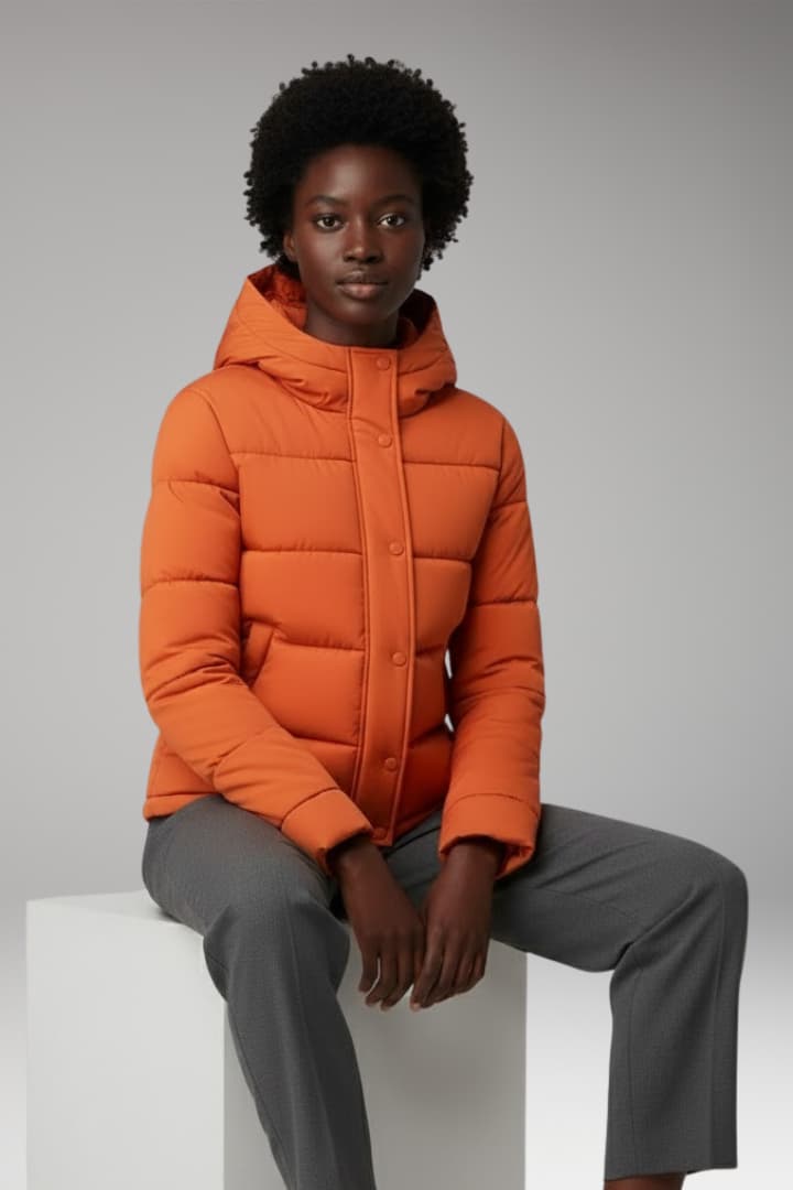 Women's Padded Puffer Jacket Front Zipper
